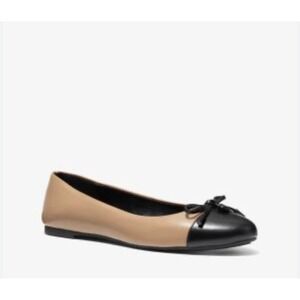 Michael Kors Womens Cap Toe Ballet Flats Tan Black Bow Slip On Shoes Size 7